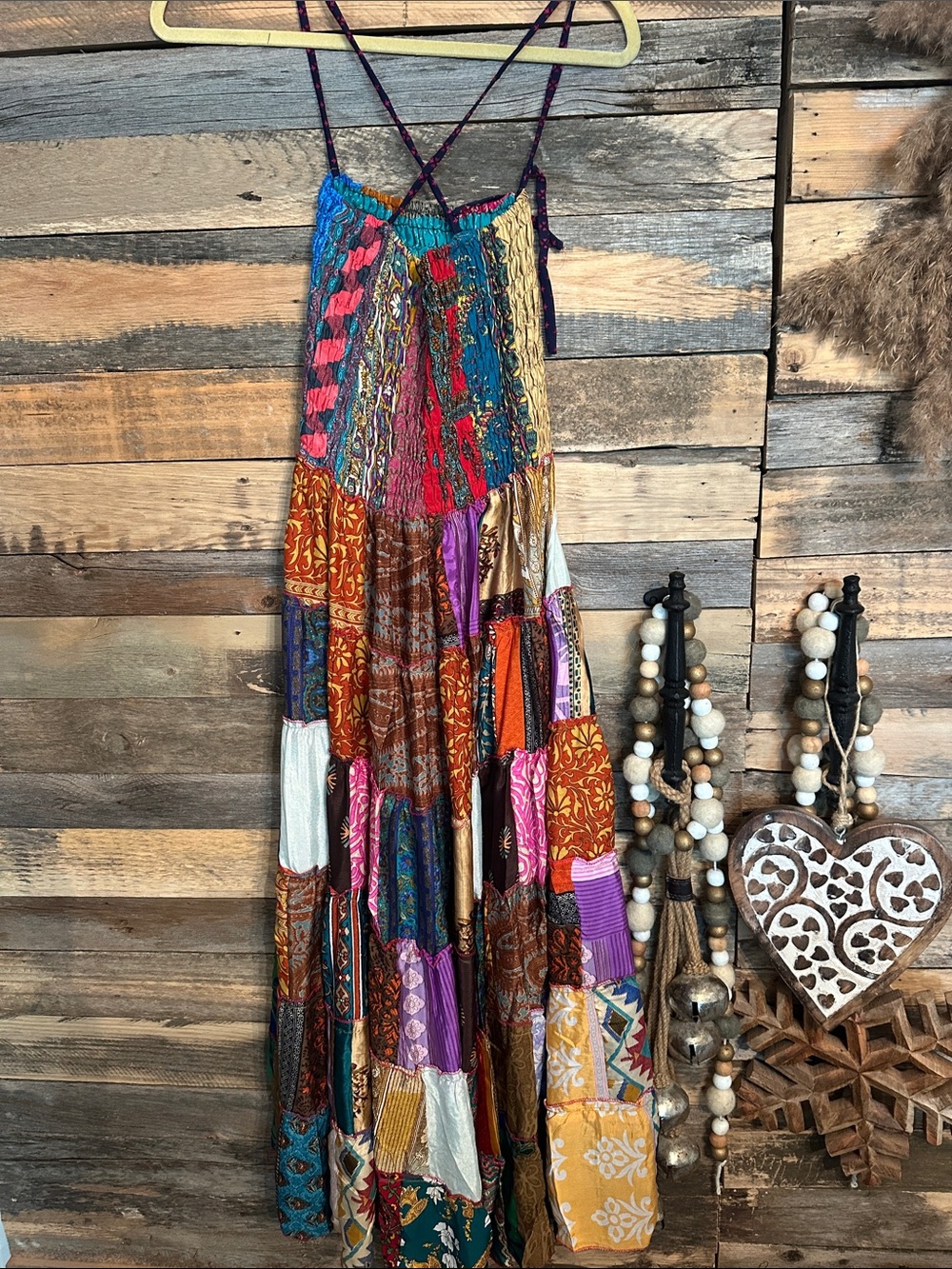 India Boutique Multicolor Boho Patchwork Maxi Dress